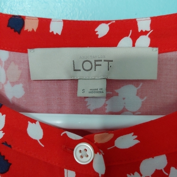 Loft floral red long sleeves top - Picture 4 of 10